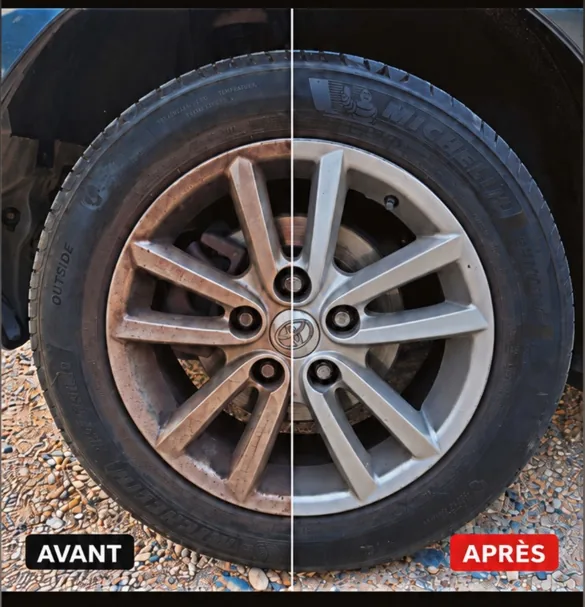 Jante avant et après nettoyage classique par E.T Auto