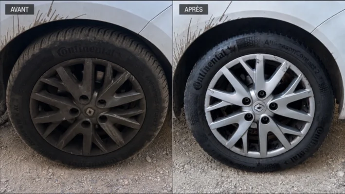 Nettoyage de jantes avant après E.T Auto